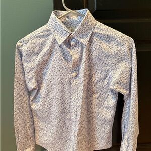 Boys Blue Floral Button-Up Shirt